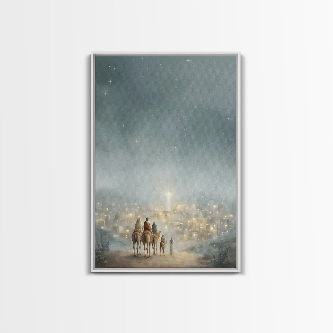 City Of Light – Framed Canvas Print – Christmas Wall Art – Christian Christmas Art – Christian Art Canvas – Jesus Painting – Christian Deco