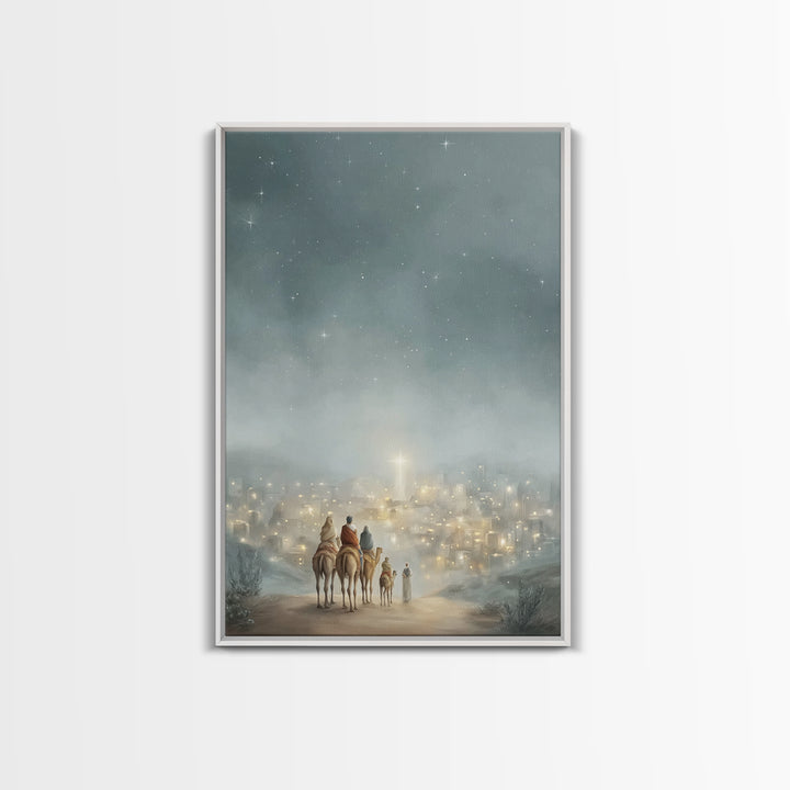 City Of Light – Framed Canvas Print – Christmas Wall Art – Christian Christmas Art – Christian Art Canvas – Jesus Painting – Christian Deco