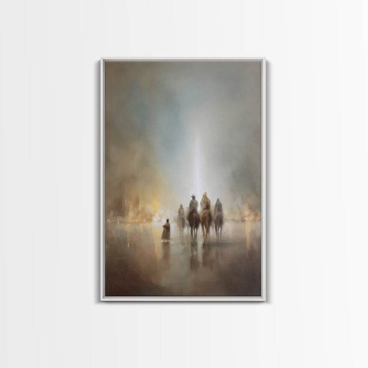 Mystic Pilgrims – Framed Canvas Print – Christian Art – Christmas Art Prints – Christian Wall Art – Jesus Christmas Art – Christian Canvas