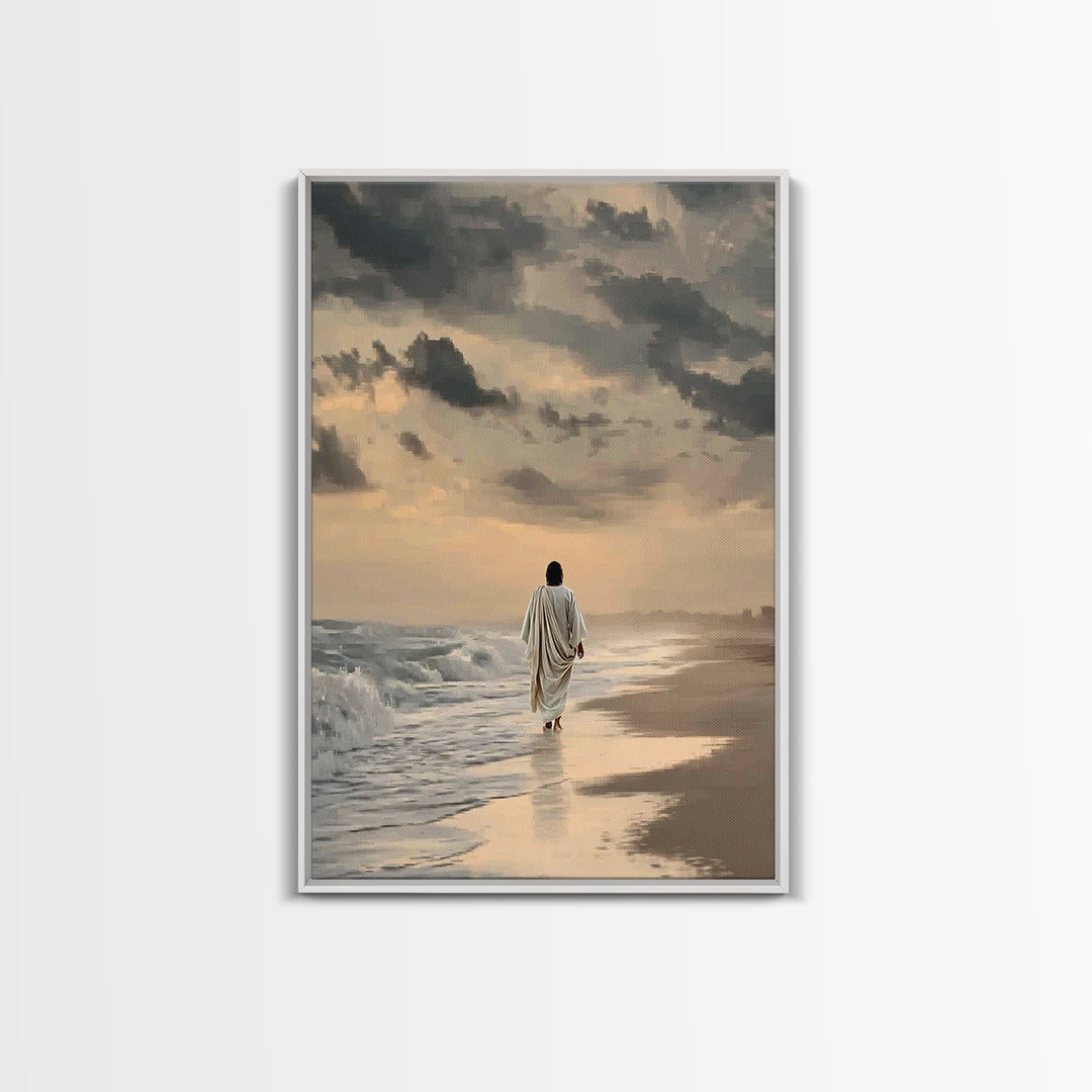 Still Waters – Framed Canvas Print – Christian Wall Art – Christian Art Canvas – Jesus Painting – Minimalist Christian Art – Christian Chri