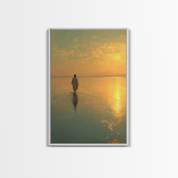 Sunlit Path – Framed Canvas Print – Jesus Painting – Christian Wall Art – Christian Art Canvas – Modern Christian Painting – Christian Art