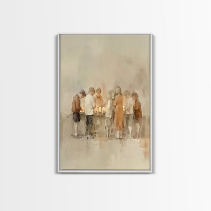 Little Candle Circle – Framed Canvas Print – Christian Art – Christian Wall Art – Christian Art Canvas – Christmas Art Prints – Christian D