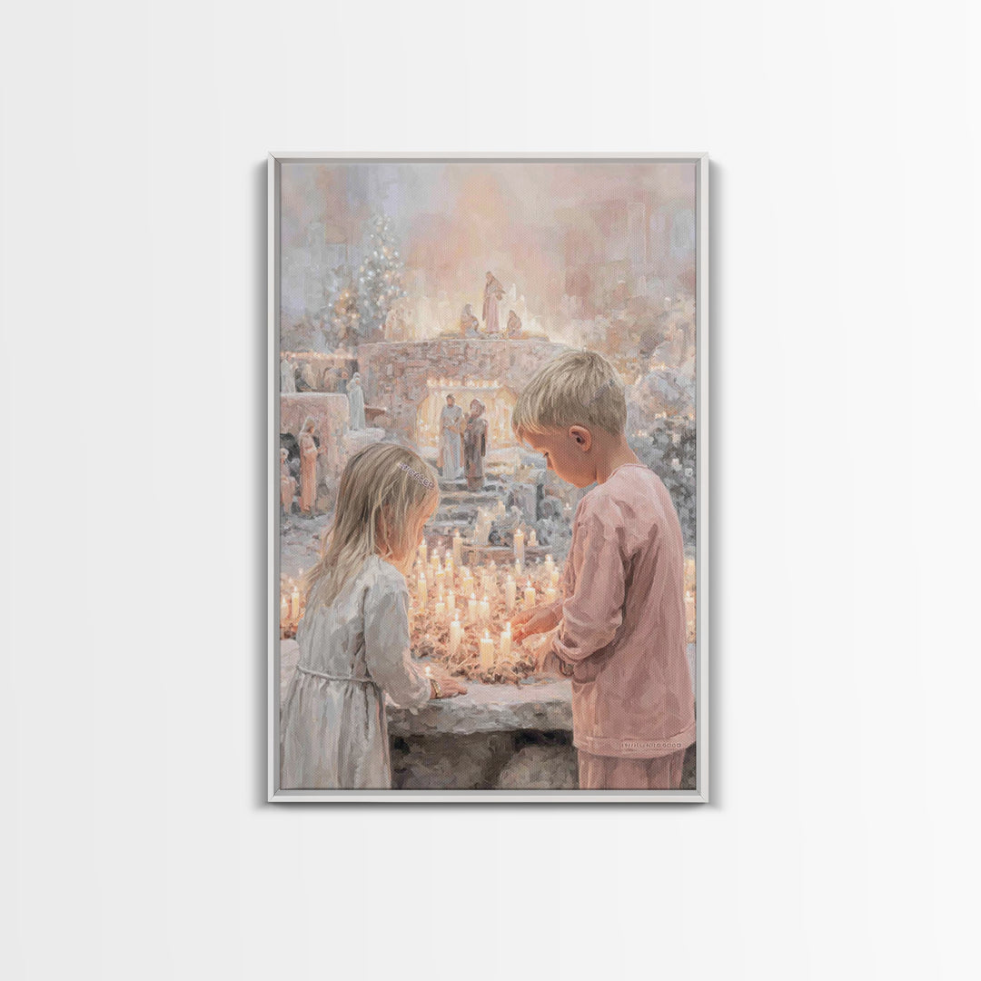 Starry Vigil – Framed Canvas Print – Christian Wall Art – Christian Christmas Art – Jesus Christmas Art – Christian Art Canvas – Christmas