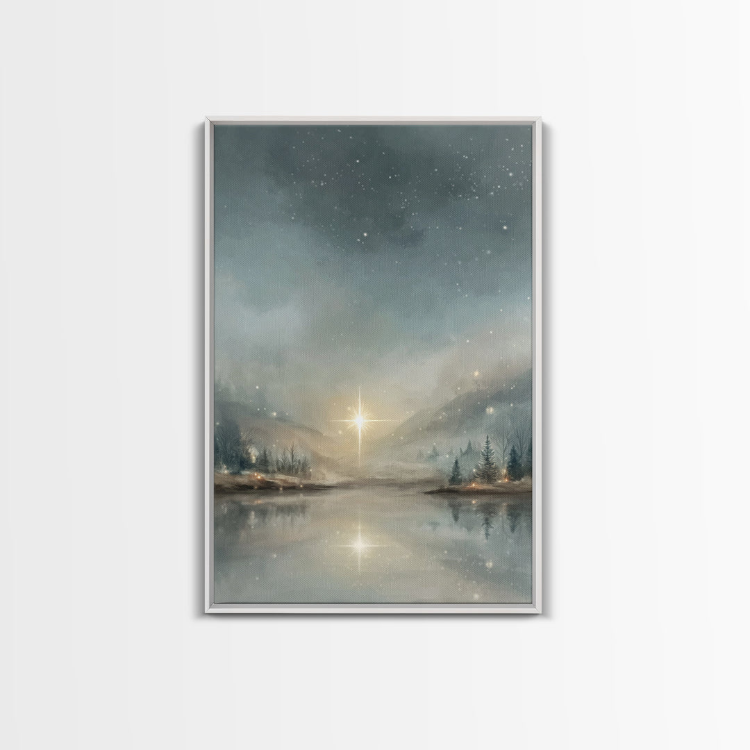 Guiding Star Reflections, Framed Canvas Print, Christian Art Canvas, Christmas Art Prints, Christian Wall Art, Modern Christian Art, Christ