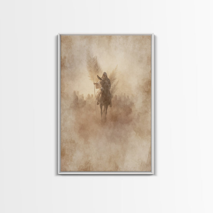 Palm Dawn Entry – Framed Canvas Print – Christian Wall Art – Christian Art Canvas – Large Christian Painting – Vintage Christian Art – Chri