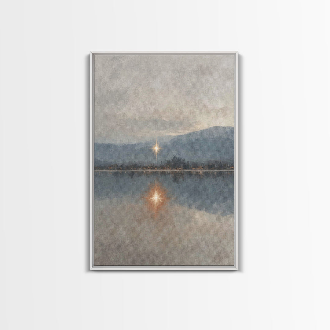 Heavenly Starrise – Framed Canvas Print – Christian Wall Art – Christian Art Canvas – Subtle Christian Art – Christmas Canvas Wall Art – Ch