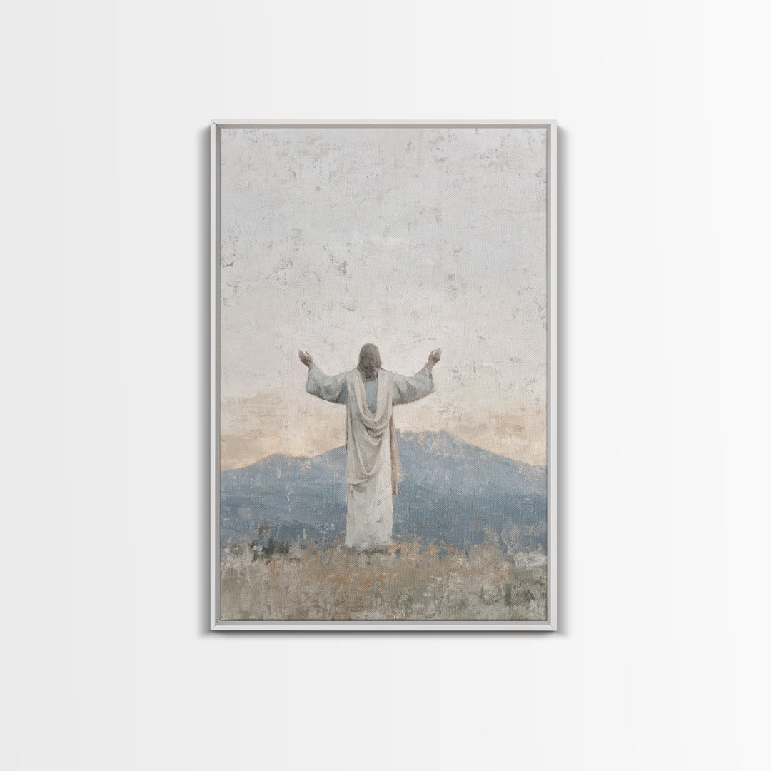 Silent Peak Devotion – Framed Canvas Print – Christian Art Canvas – Jesus Wall Art – Subtle Christian Art – Christmas Art Work – Christian