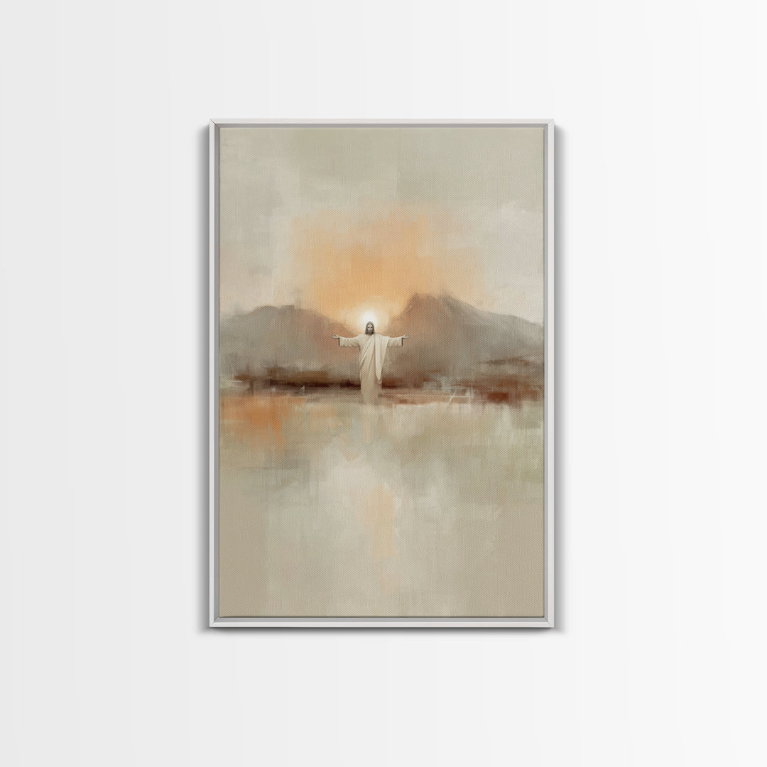 Dawn Of Mercy – Framed Canvas Print – Christian Wall Art – Jesus Painting – Christian Art Canvas – Minimalist Christian Art – Christian Dec