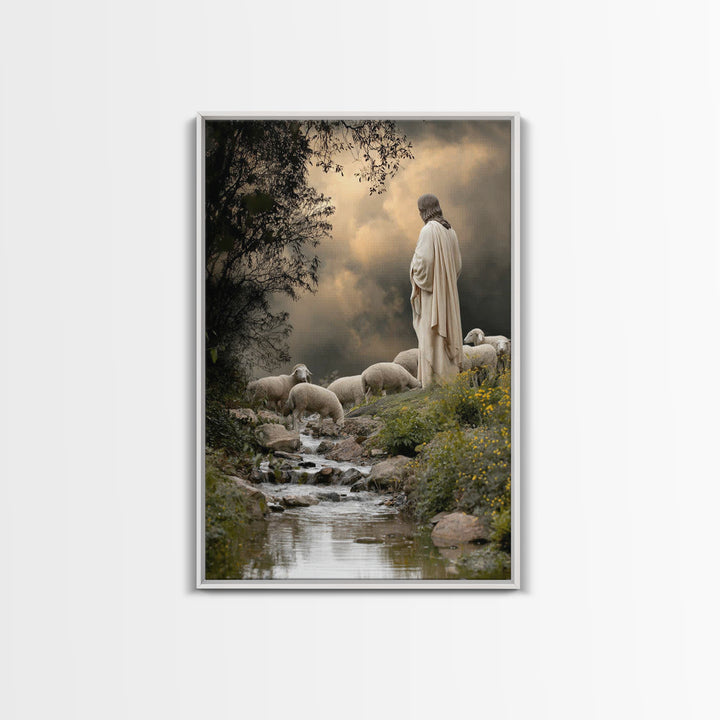 Autumn Pasture Grace – Framed Canvas Print – Christian Wall Art – Jesus Painting – Modern Christian Art – Christian Art Canvas – Christian