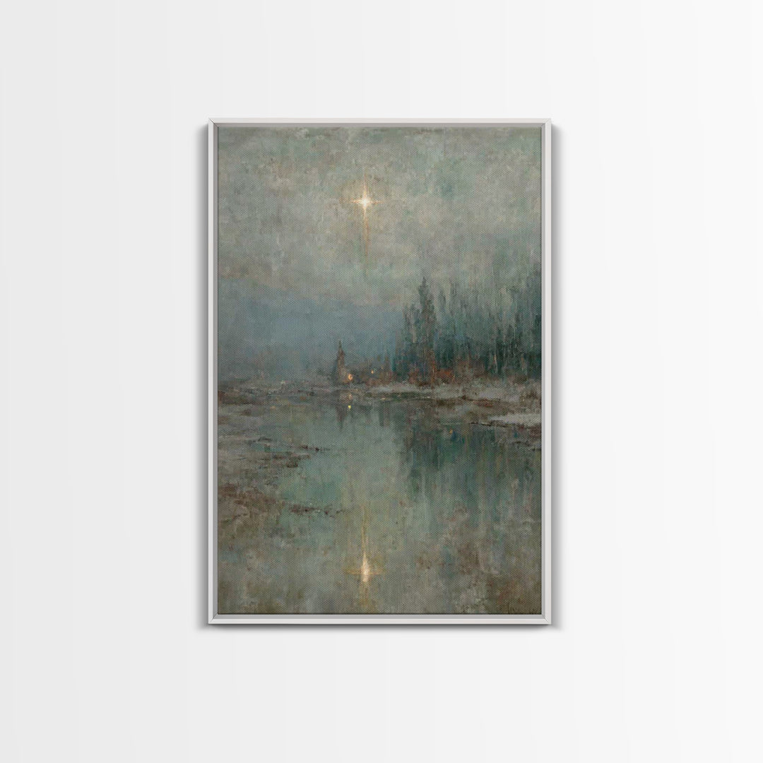 Light Over Still Waters | Framed Canvas Print | Christian Art Canvas | Christian Wall Art | Vintage Christian Art | Christmas Art Prints |
