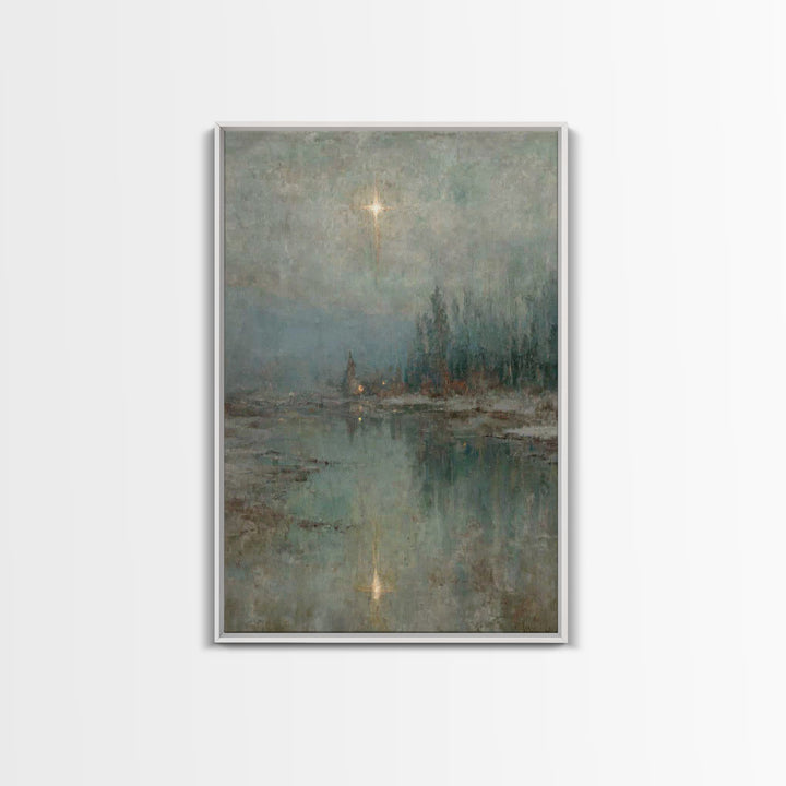 Light Over Still Waters | Framed Canvas Print | Christian Art Canvas | Christian Wall Art | Vintage Christian Art | Christmas Art Prints |