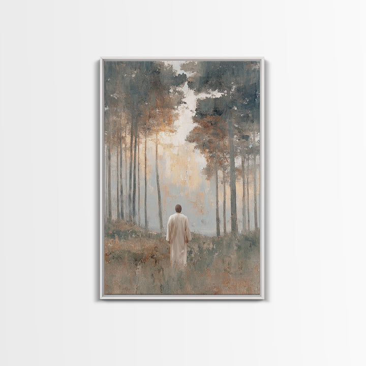 Dawn Path Reverence | Framed Canvas Print | Christian Art Canvas | Christian Wall Art | Jesus Painting | Modern Christian Art