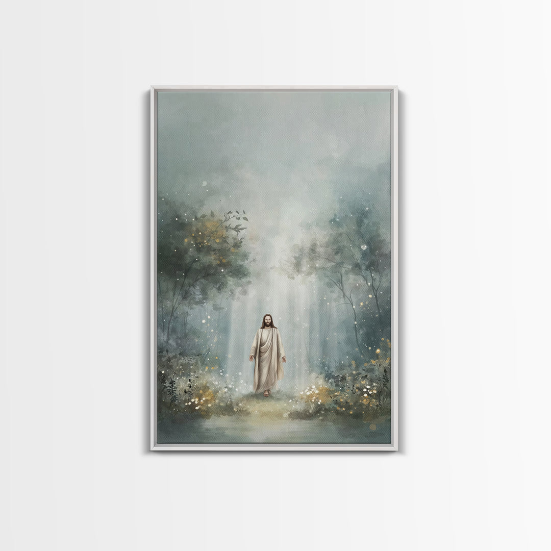 Glory In The Garden, Framed Canvas Print, Christian Wall Art, Christian Art Canvas, Jesus Painting, Subtle Christian Art