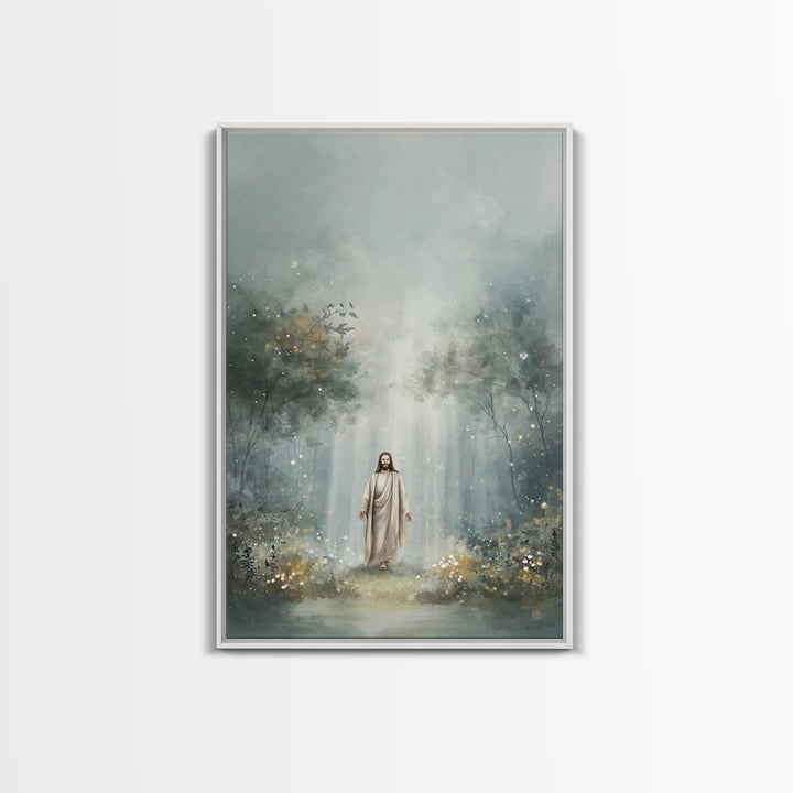 Glory In The Garden, Framed Canvas Print, Christian Wall Art, Christian Art Canvas, Jesus Painting, Subtle Christian Art