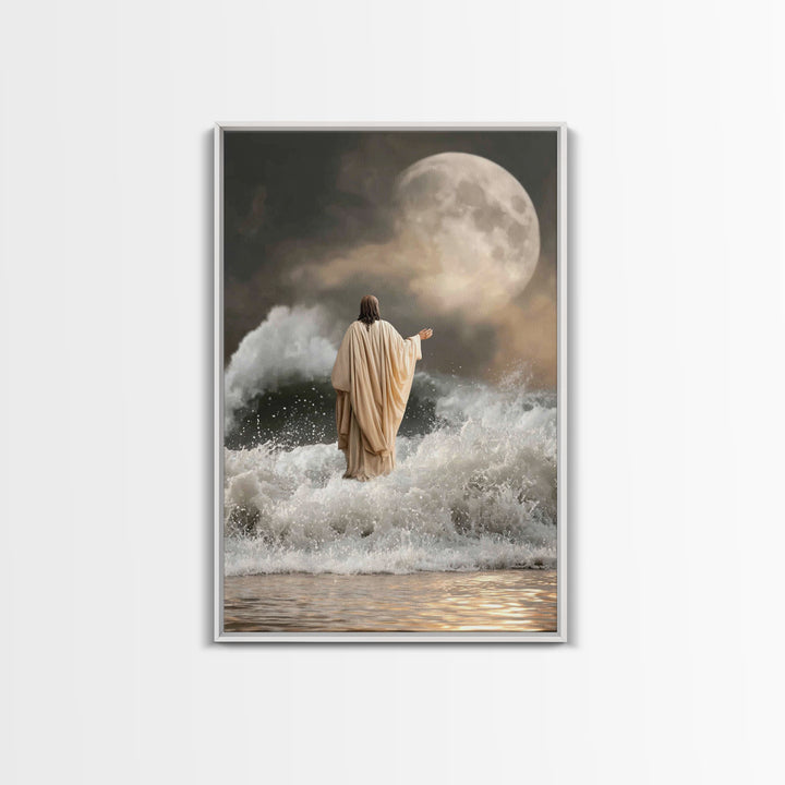 Moonlit Calvary Glory | Framed Canvas Print | Christian Wall Art | Christian Christmas Art | Christian Art Canvas | Christian Decor