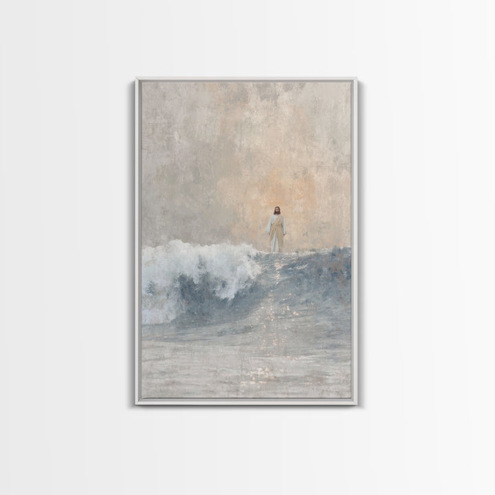 Waves Of Majesty, Framed Canvas Print, Jesus Painting, Christian Wall Art, Christian Art Canvas, Modern Christian Art