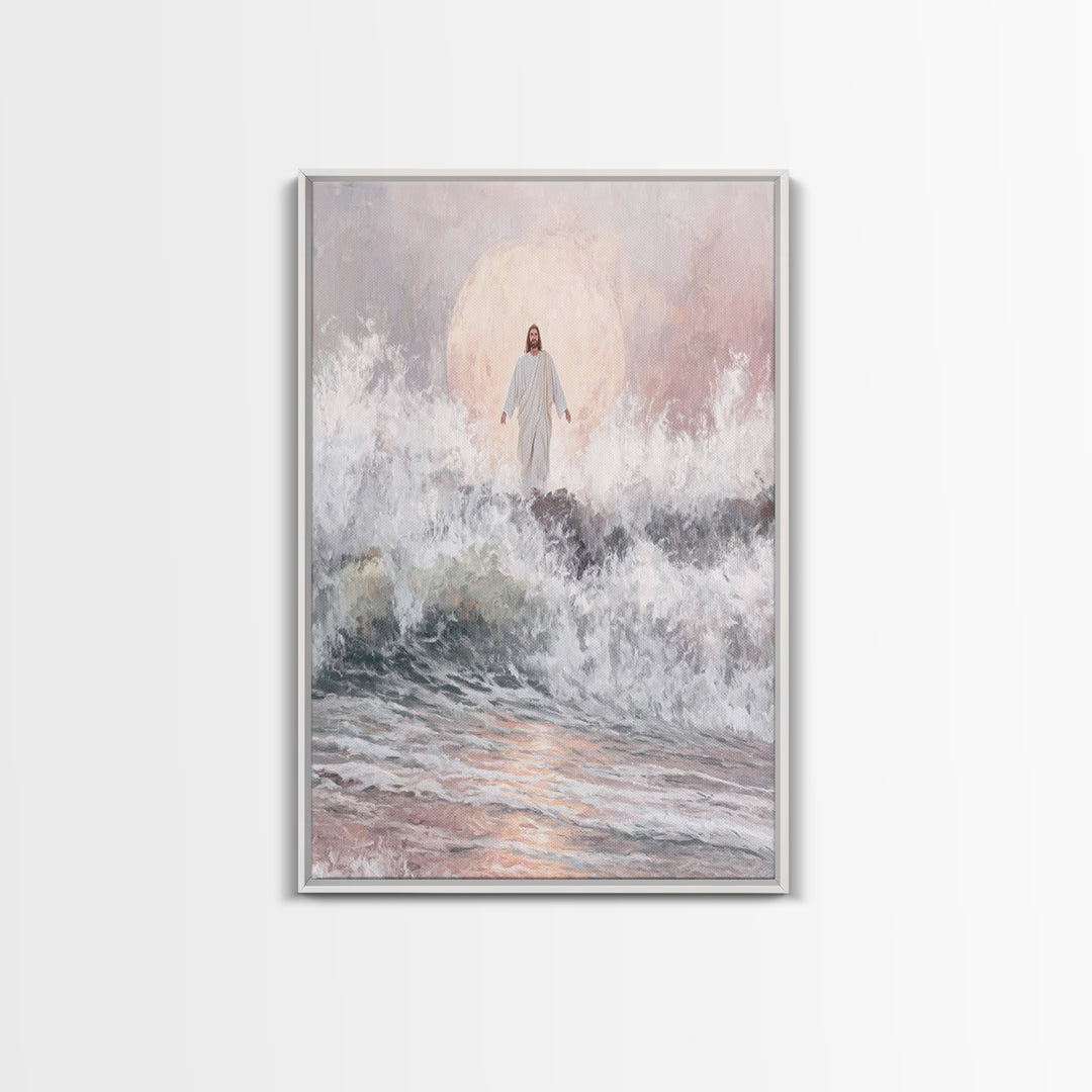 Moonrise of Peace – Framed Canvas Print – Christian Wall Art – Jesus Painting – Christian Art Canvas – Modern Christian Art
