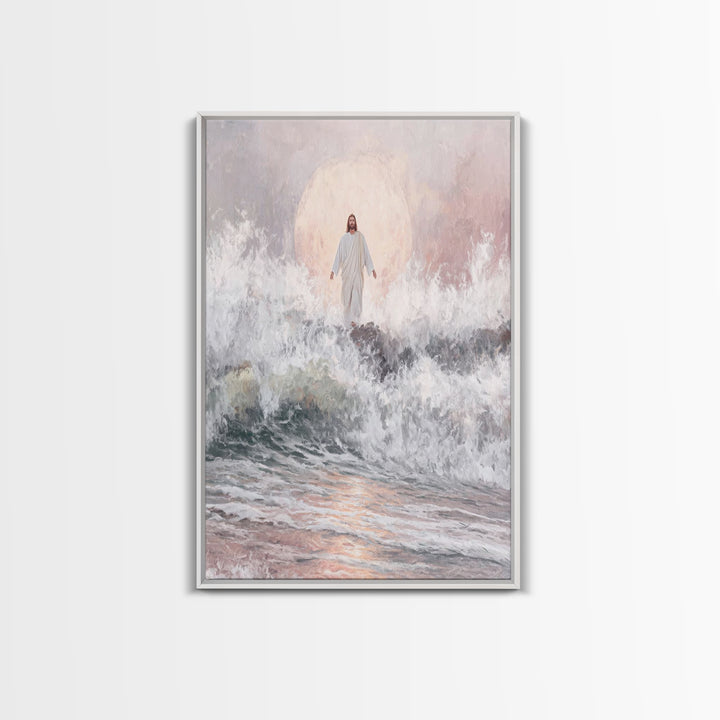 Moonrise of Peace – Framed Canvas Print – Christian Wall Art – Jesus Painting – Christian Art Canvas – Modern Christian Art