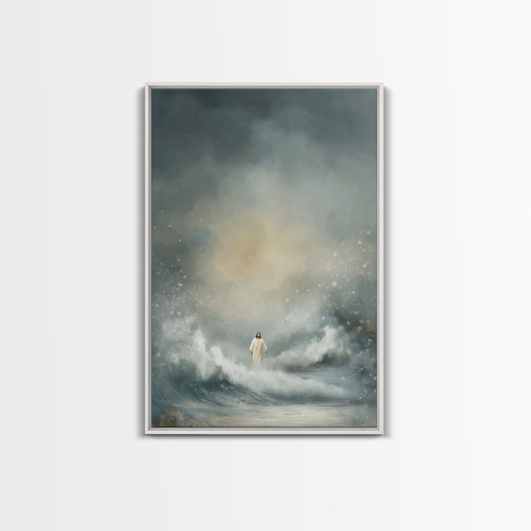 Stormlight Promise | Framed Canvas Print | Christian Art Canvas | Jesus Painting | Moody Christian Art | Christian Wall Art