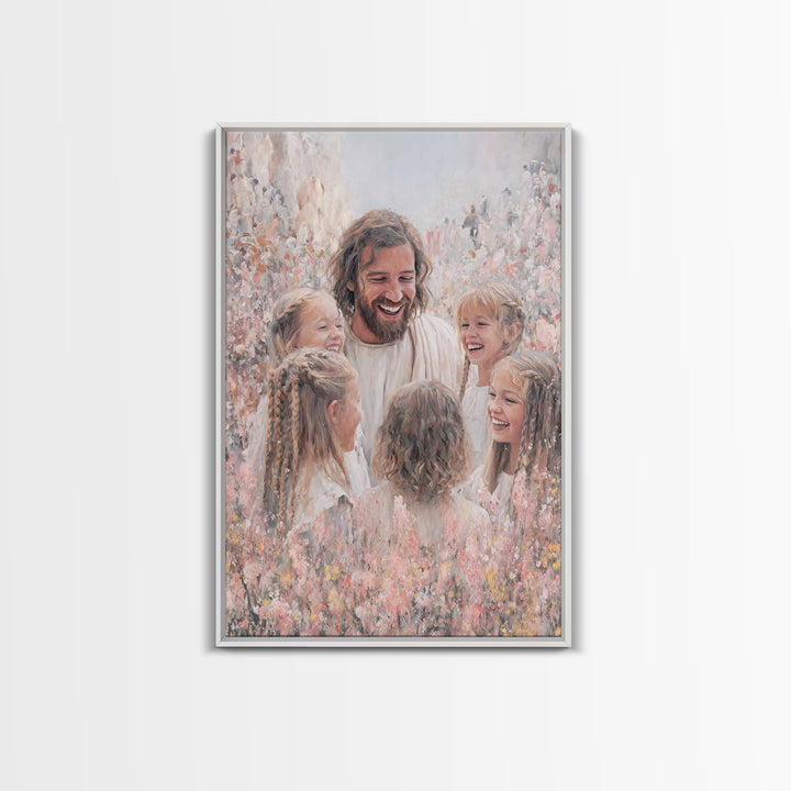 Joyful Garden Grace – Framed Canvas Print – Christian Art Canvas – Christian Gift Ideas – Jesus Painting – Christian Wall Art