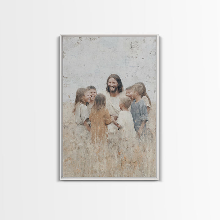 Gathered in Light, Framed Canvas Print, Christian Art Canvas, Jesus Painting, Christian Wall Art, Unique Christian Art