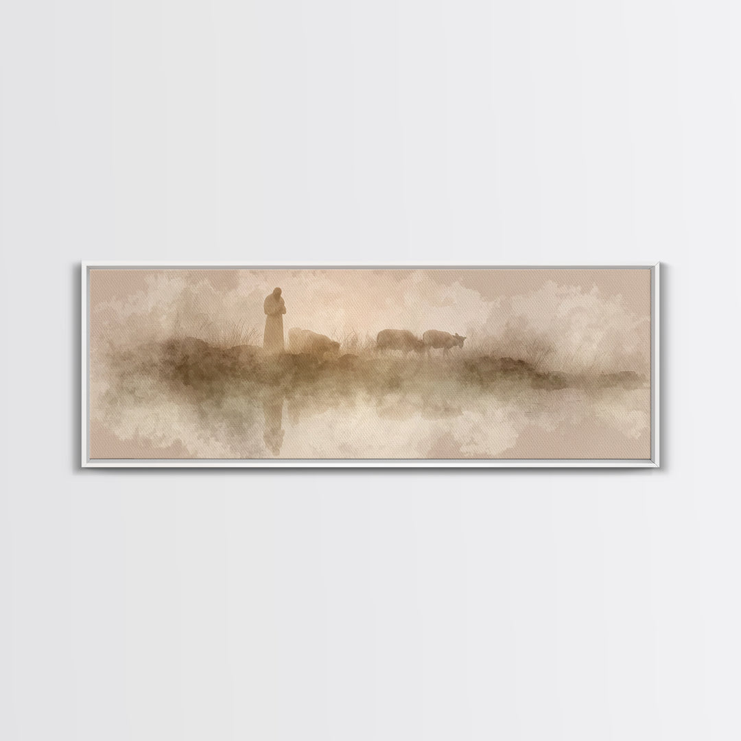 Silent Morning Watch – Framed Canvas Print – Panoramic Print – Christian Art Canvas – Jesus Painting – Christian Art