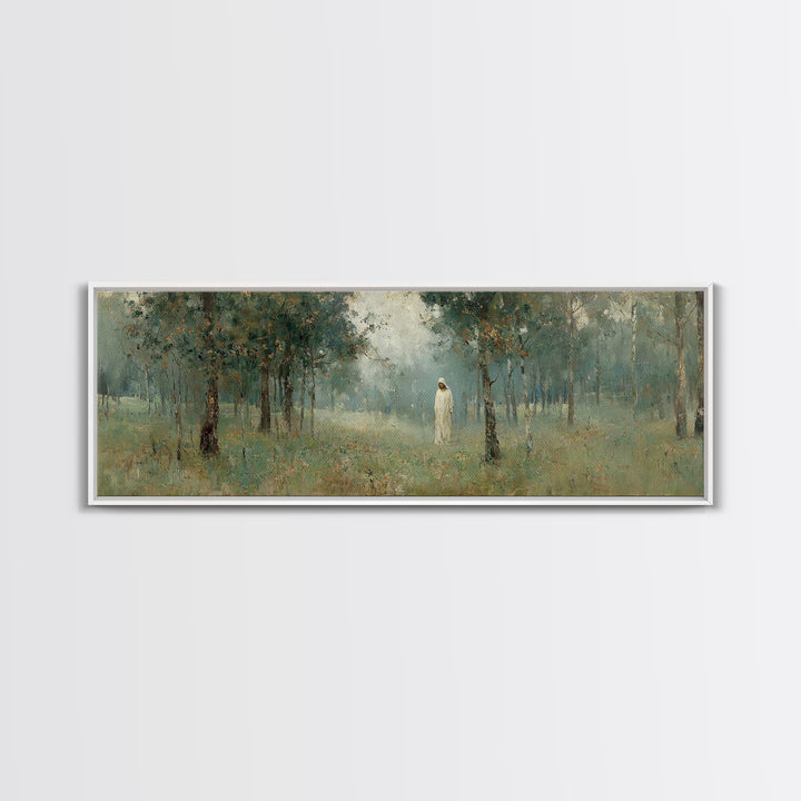 Forest Of Peace – Framed Canvas Print – Christian Art – Panoramic Painting – Jesus Wall Art – Christian Gift Ideas