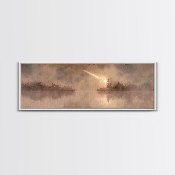 The Guiding Star – Framed Canvas Print – Panoramic Wall Art – Christian Wall Art – Christian Art Canvas – Christmas Art – Jesus Painting