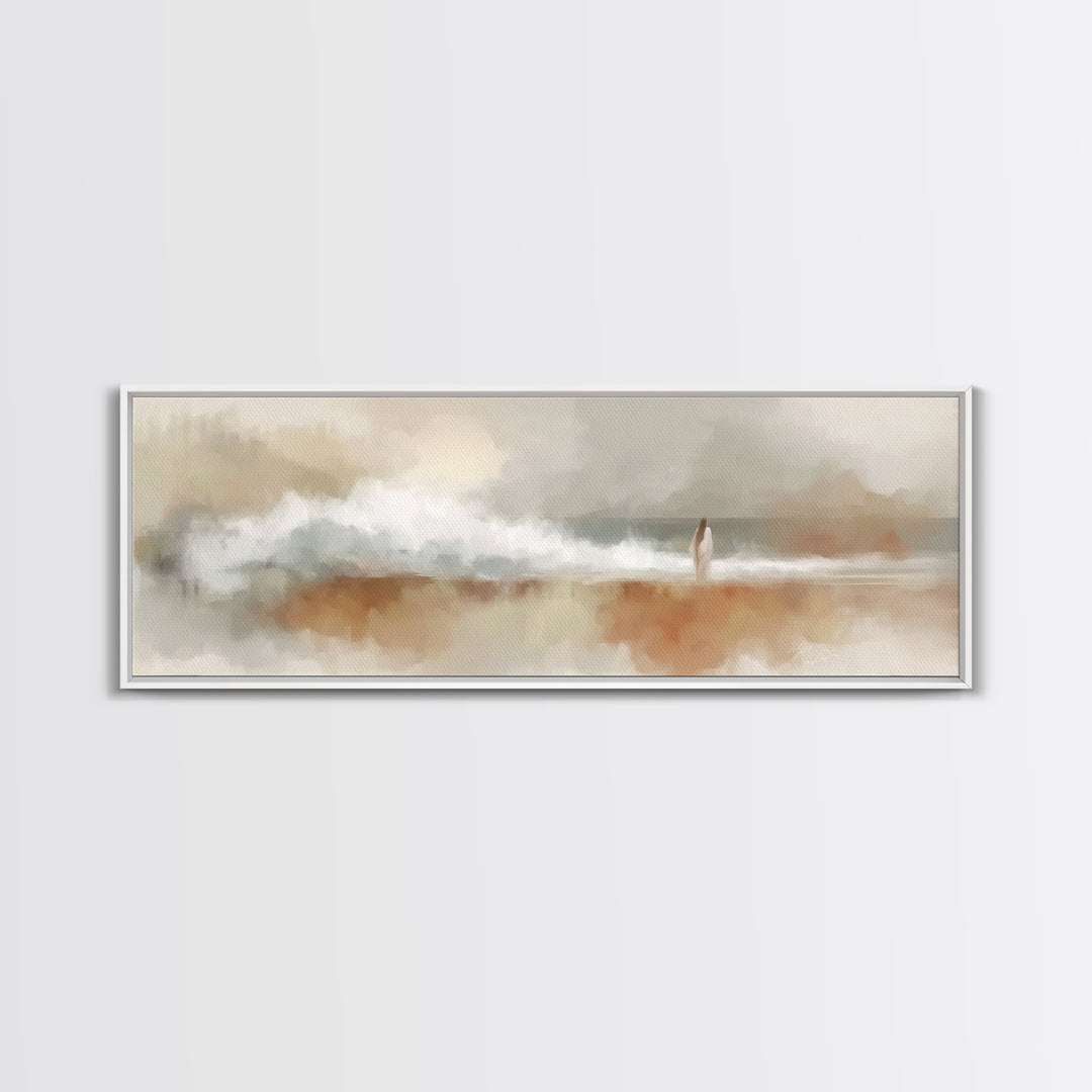 Shoreline Of Hope, Framed Canvas Print, Christian Art Canvas, Panoramic Wall Art, Jesus Painting, Modern Christian Art, Christian Gift Idea