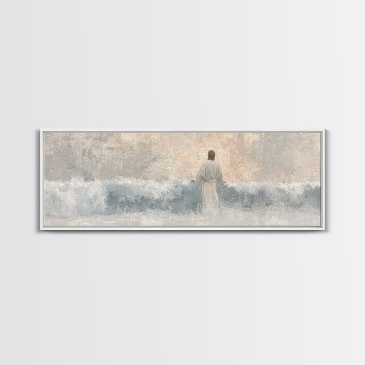 Waves Of Salvation – Framed Canvas Print – Christian Art – Jesus Canvas Art – Panoramic Wall Art – Christian Painting – Christian Gift Idea