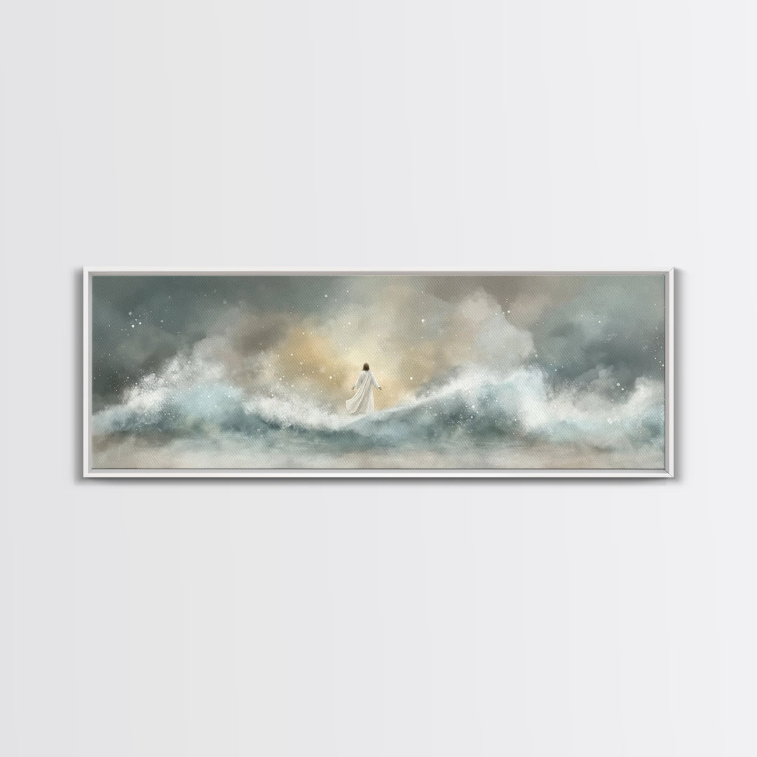 Eternal Wave Dawn – Framed Canvas Print – Christian Art Canvas – Panoramic Painting – Jesus Wall Art – Christian Art – Christian Gift