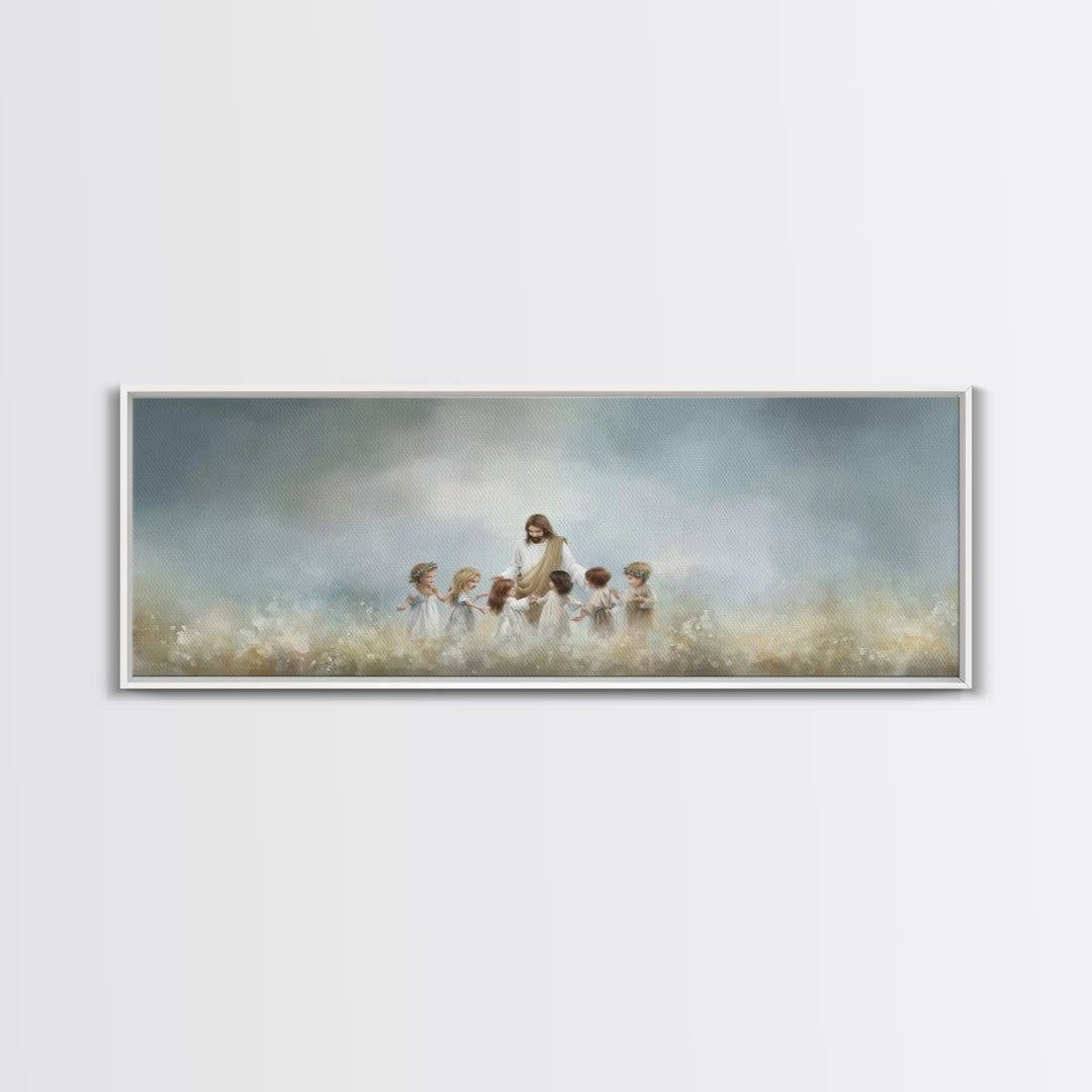 Circle Of His Love, Framed Canvas Print, Christian Wall Art, Jesus Painting, Panoramic Art, Christian Art Canvas, Christian Gift Ideas