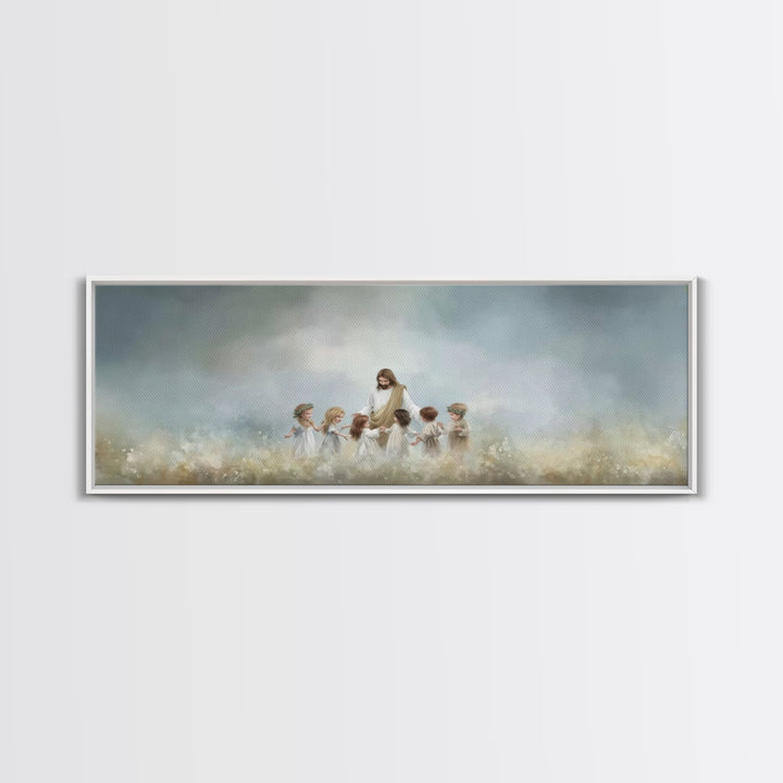 Circle Of His Love, Framed Canvas Print, Christian Wall Art, Jesus Painting, Panoramic Art, Christian Art Canvas, Christian Gift Ideas