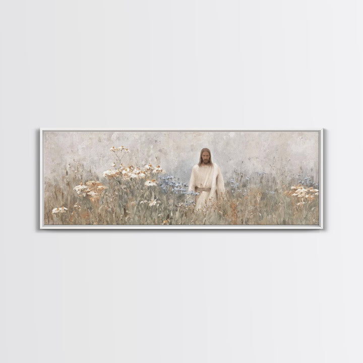 Garden Of Hope, Framed Canvas Print, Panoramic Print, Christian Art Canvas, Christian Wall Art, Jesus Painting, Vintage Christian Art, Chri