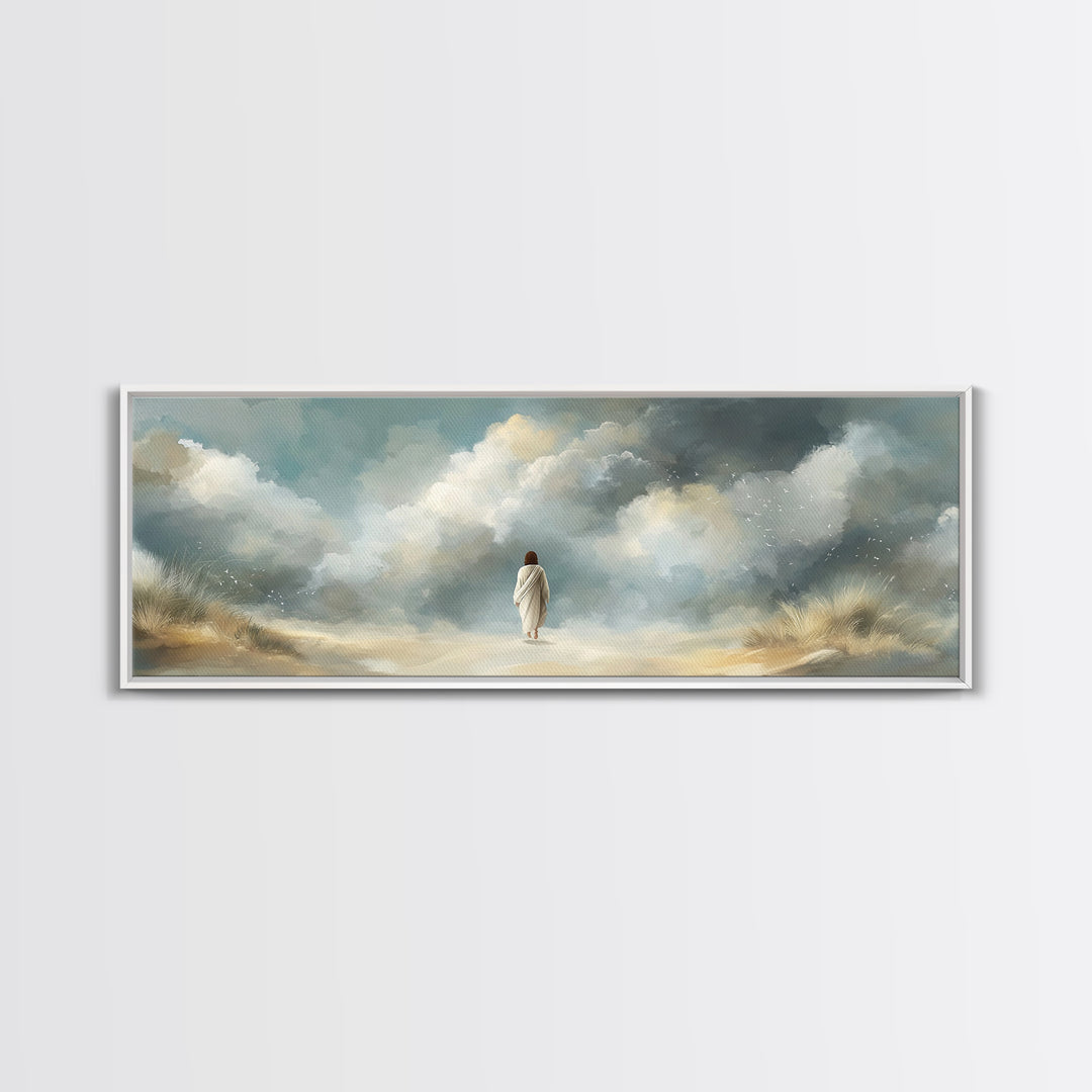 Cloudborne Light – Framed Canvas Print – Panoramic Print – Christian Art Canvas – Jesus Painting – Christian Wall Art – Modern Christian Ar