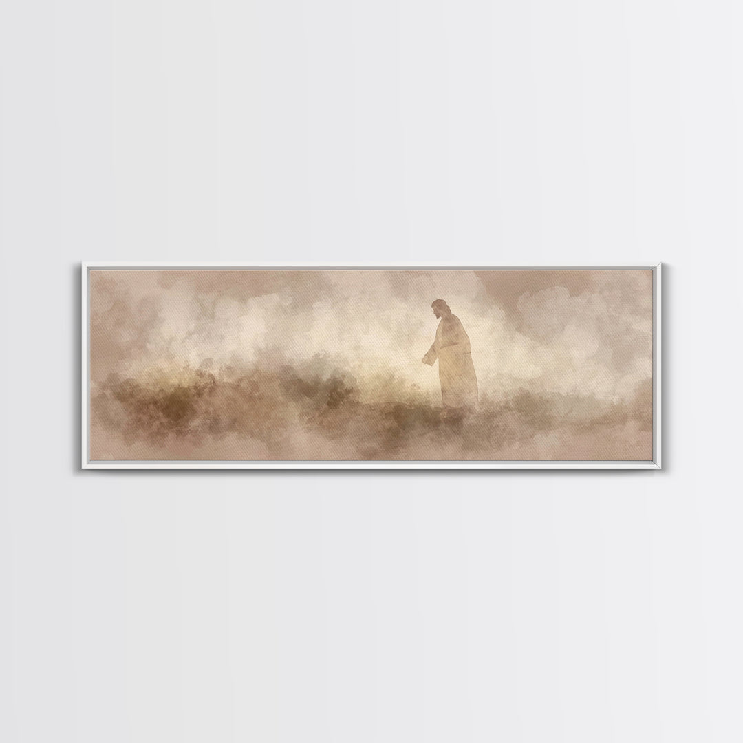 Dust And Dawn | Framed Canvas Print | Panoramic Frame | Christian Art Canvas | Jesus Painting | Christian Wall Art | Moody Christian Art |
