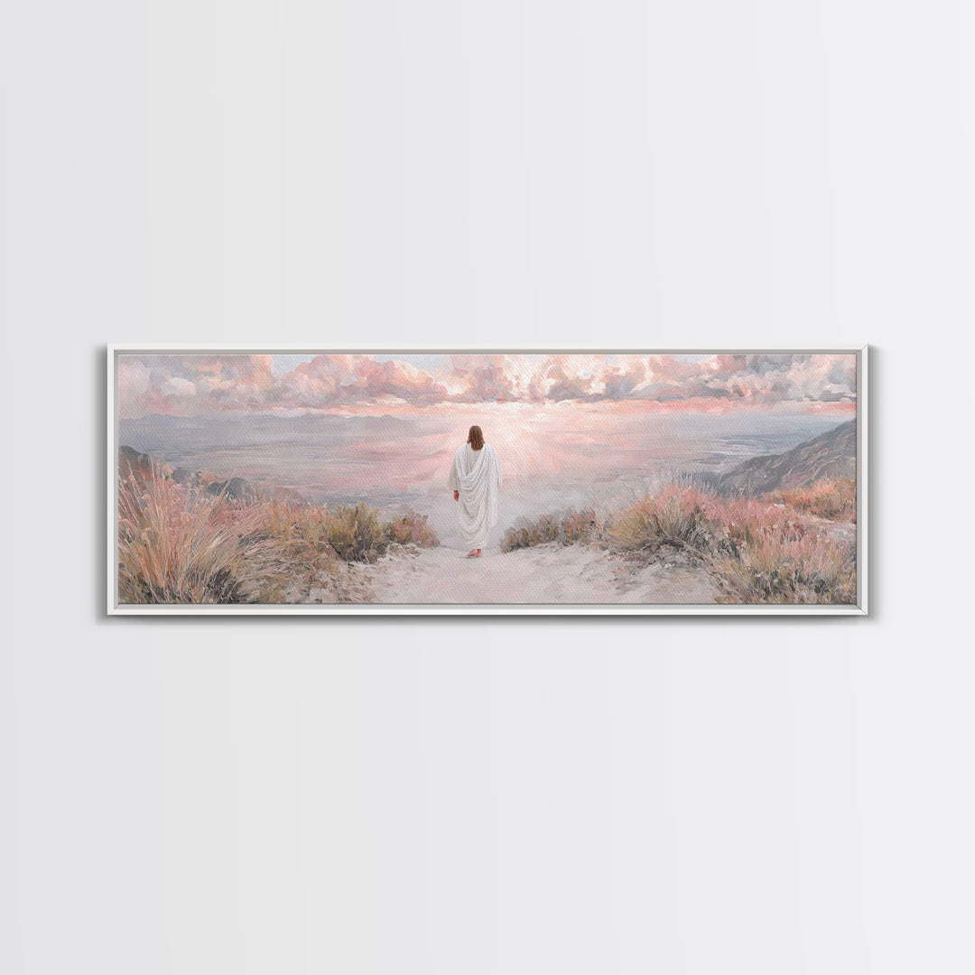 Radiant Ascend, Framed Canvas Print, Extra Wide Art, Christian Wall Art, Christian Art Canvas, Jesus Painting, Modern Christian Painting, C