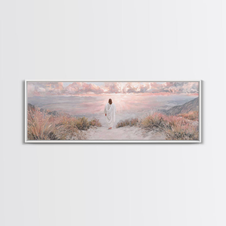 Radiant Ascend, Framed Canvas Print, Extra Wide Art, Christian Wall Art, Christian Art Canvas, Jesus Painting, Modern Christian Painting, C
