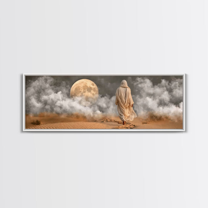Midnight Pilgrim – Framed Canvas Print – Panoramic Painting – Jesus Painting – Christian Art Canvas – Christian Wall Art – Vintage Christia