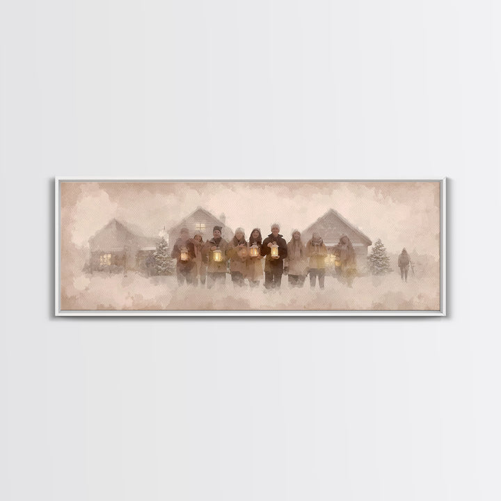 Winter Choir Line | Framed Canvas Print | Panoramic Painting | Christmas Art | Christian Christmas Art | Christian Decor | Christian Art Ca