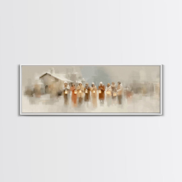 Lanterns Of Peace – Framed Canvas Print – Panoramic Art – Christmas Wall Art – Christian Christmas Art – Christian Decor – Christian Art Ca