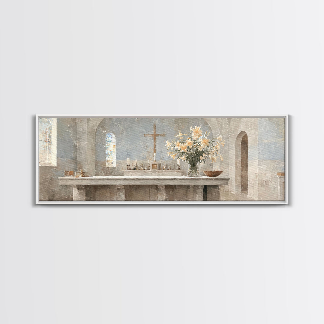Sacred Stillness | Framed Canvas Print | Panoramic Wall Art | Christian Art Canvas | Christmas Art | Christian Art | Moody Christian Art