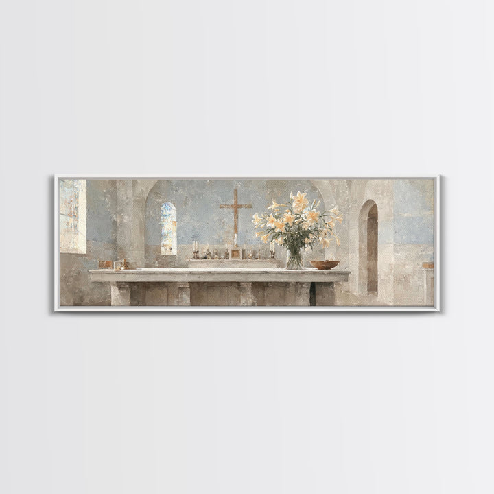Sacred Stillness | Framed Canvas Print | Panoramic Wall Art | Christian Art Canvas | Christmas Art | Christian Art | Moody Christian Art