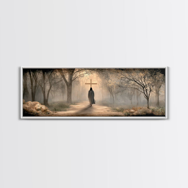 Path Of Mercy – Framed Canvas Print – Christian Wall Art – Jesus Painting – Panoramic Art – Christian Art Canvas – Christian Christmas Art
