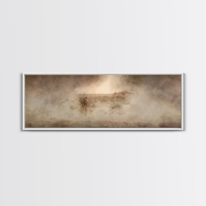 Holy Cradle Glow, Framed Canvas Print, Panoramic Wall Art, Christian Art Canvas, Christian Christmas Art, Christmas Wall Art, Christian Dec