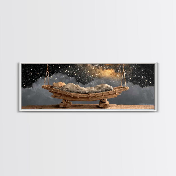 Starborn Rest | Framed Canvas Print | Panoramic Painting | Christian Art Canvas | Christmas Art | Modern Christian Art | Christian Wall Art