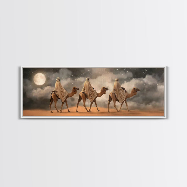 Night Of Promise – Framed Canvas Print – Panoramic Print – Christian Wall Art – Christmas Art – Christian Art Canvas – Christian Christmas