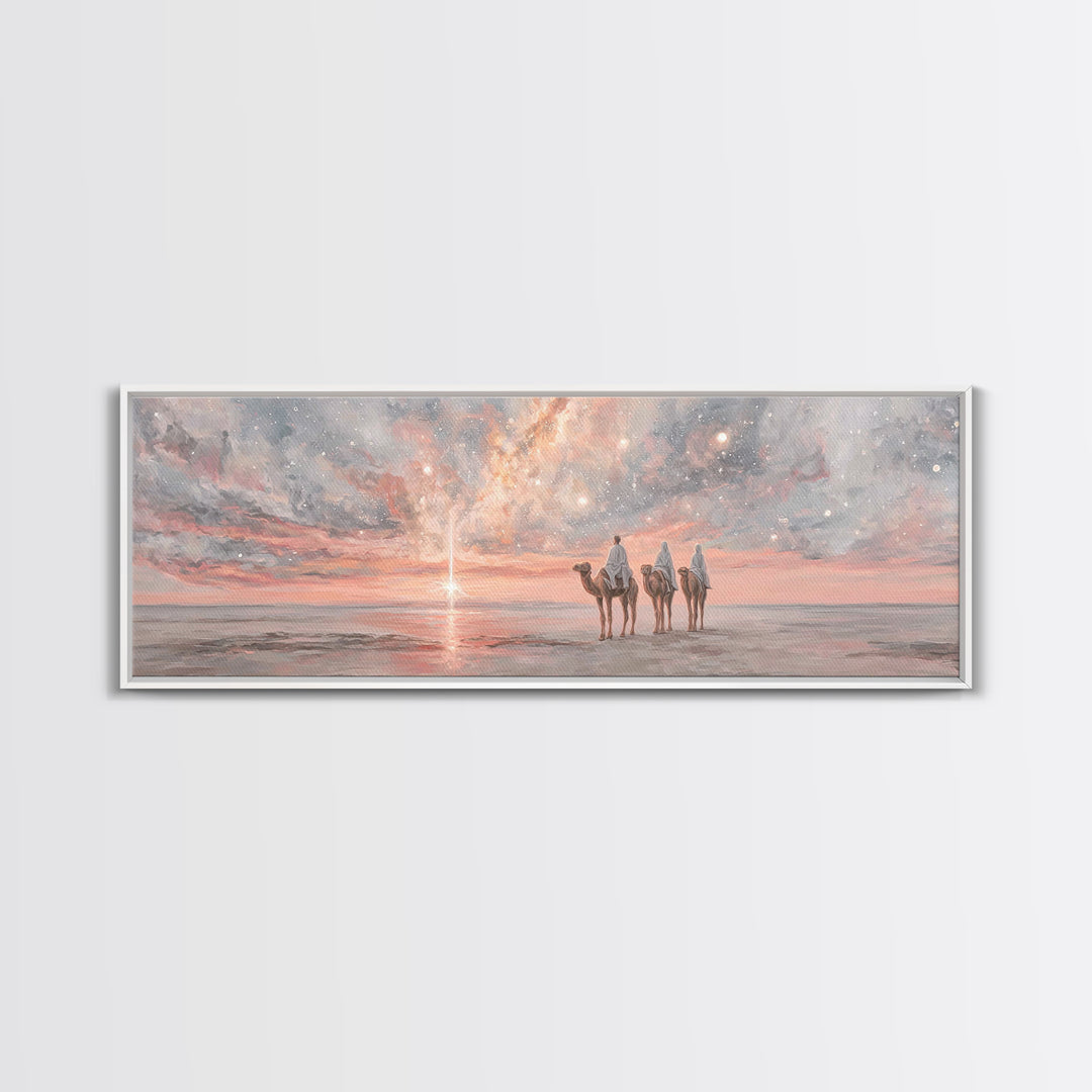 Dawn Star Journey, Framed Canvas Print, Panoramic Art, Christian Wall Art, Christian Art Canvas, Christmas Art Prints, Christian Gift Ideas