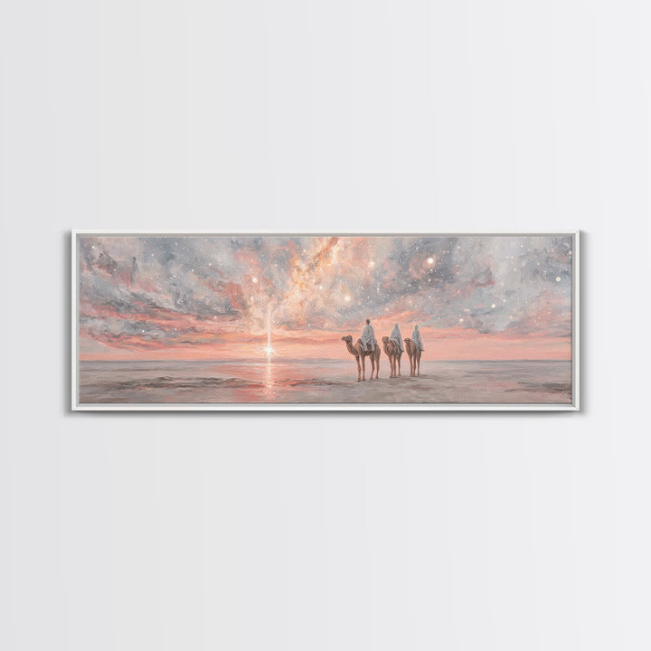 Dawn Star Journey, Framed Canvas Print, Panoramic Art, Christian Wall Art, Christian Art Canvas, Christmas Art Prints, Christian Gift Ideas