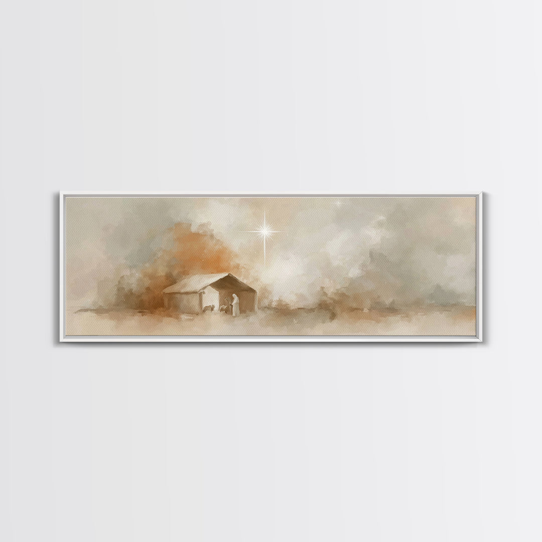 Bethlehem Dawn | Framed Canvas Print | Panoramic Painting | Christian Art | Christmas Wall Art | Christian Art Print | Christian Christmas